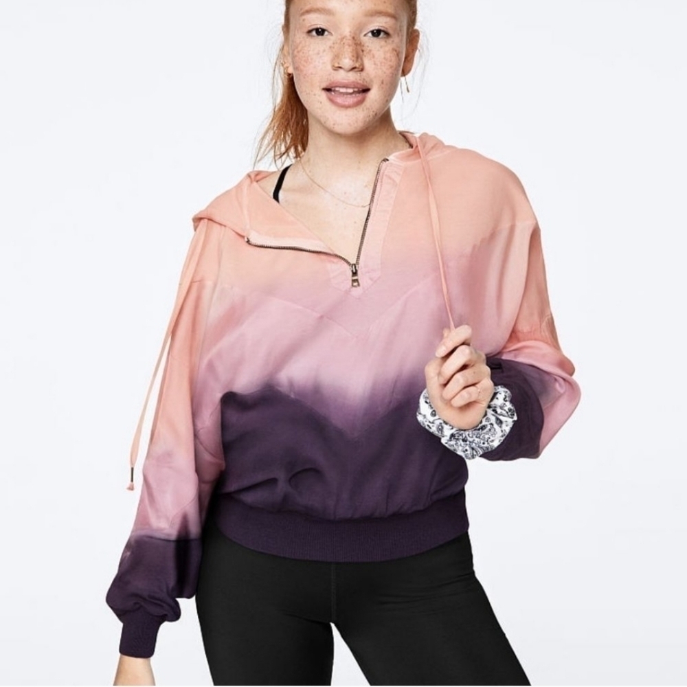Victoria’s Secret Pink Slouchy Sport Pullover Ombre Half Zip Sweater